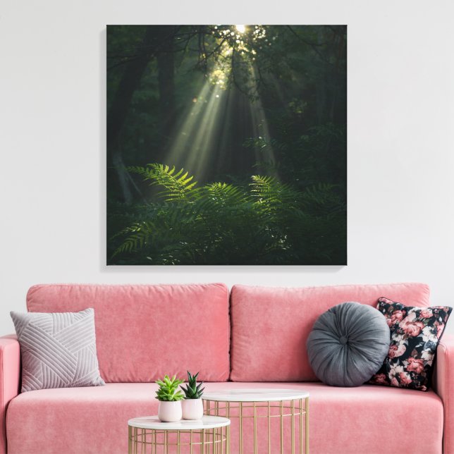 Sunrays in Enchanted Forest Wall Art | Serene  (Insitu(LivingRoom))