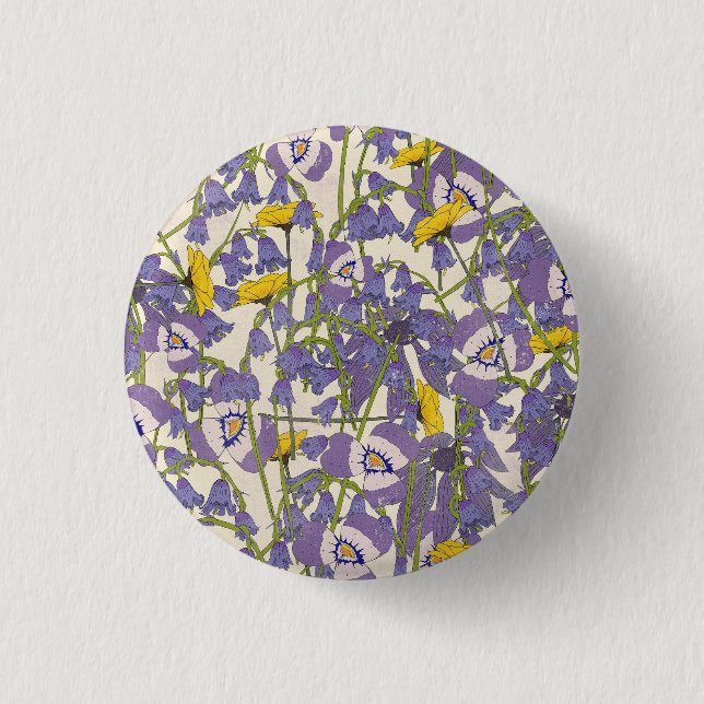 Sunrise among the flowers 1 inch round button (Front)