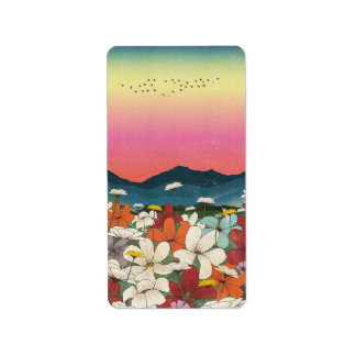 Sunrise among the flowers label