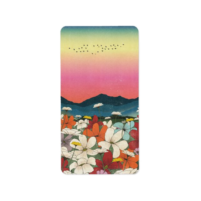 Sunrise among the flowers label (Front)