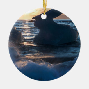 Sunrise and iceberg formation on the beach ceramic ornament