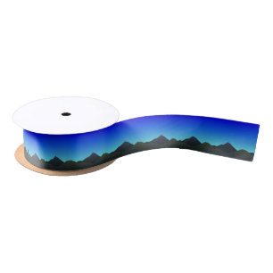 Sunrise and mountains drawing ribbon satin ribbon
