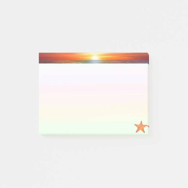 Sunrise and sea star on pastel colours post-it notes (Front)