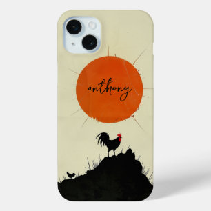 Sunrise and the Crowing Rooster iPhone 15 Mini Case