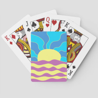 Sunrise and Waves Abstract Art Playing Cards