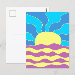 Sunrise and Waves Abstract Art Postcard