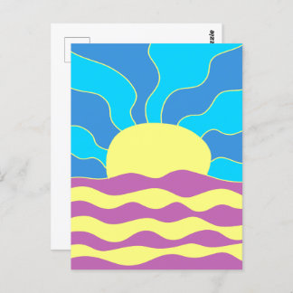 Sunrise and Waves Abstract Art Postcard