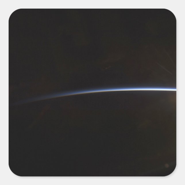 Sunrise as viewed in space square sticker (Front)