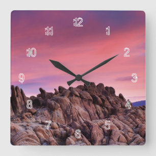 Sunrise at Alabama Hills Square Wall Clock
