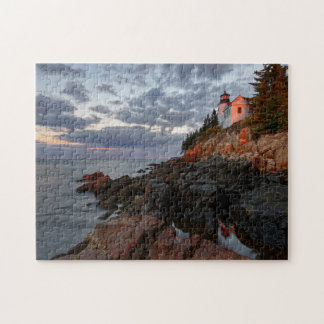 Sunrise at Bass Harbour Lighthouse in Acadia Jigsaw Puzzle