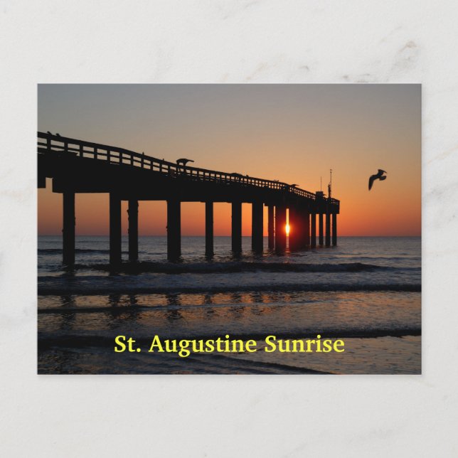 Sunrise At Fishing Pier Postcard (Front)
