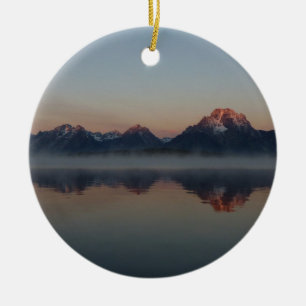 Sunrise at Jackson Dam Grand Teton National Park Ceramic Ornament