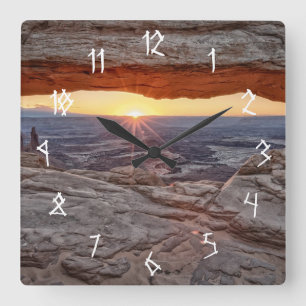 Sunrise at Mesa Arch, Canyonlands National Park Square Wall Clock