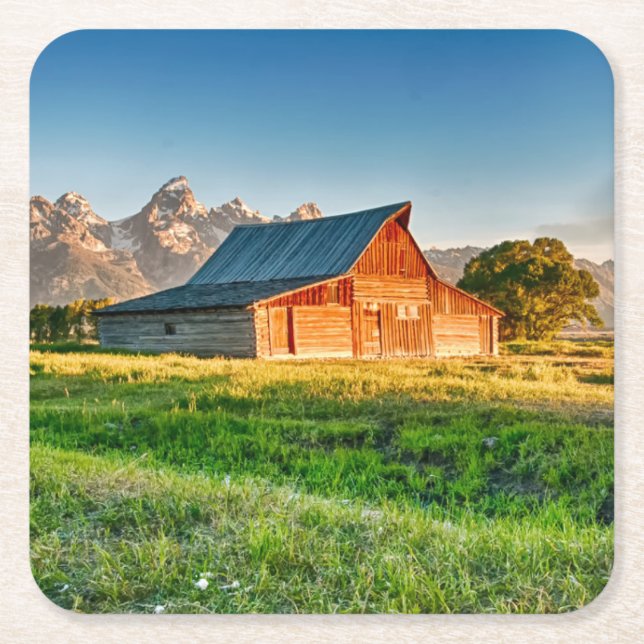 Sunrise at Moulton Barn Square Paper Coaster (Front)