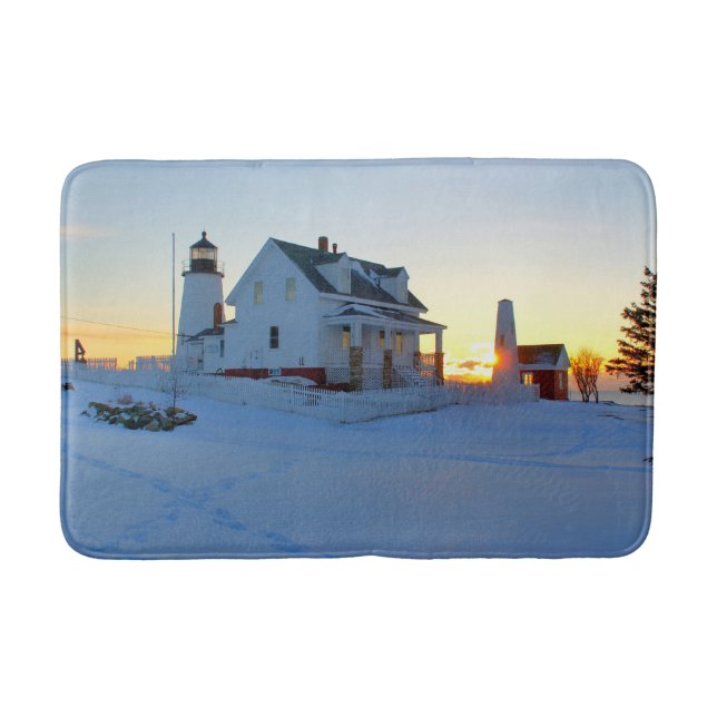 Sunrise at Pemaquid Point Lighthouse, Maine Bath Mat (Front)