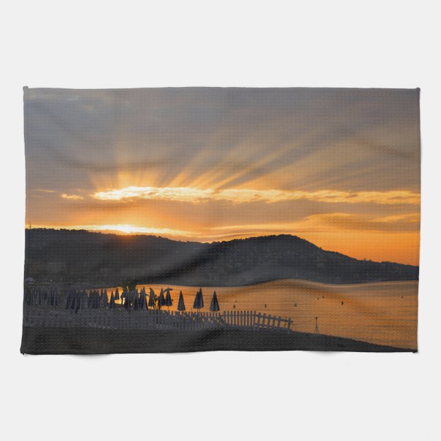 Sunrise At Promenade des Anglais Kitchen Towel (Horizontal)