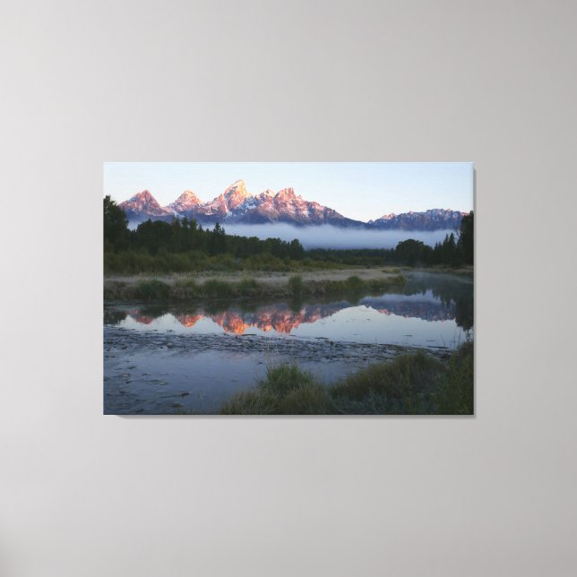 Sunrise at Schwabacker Landing at Grand Teton Canvas Print (Front)