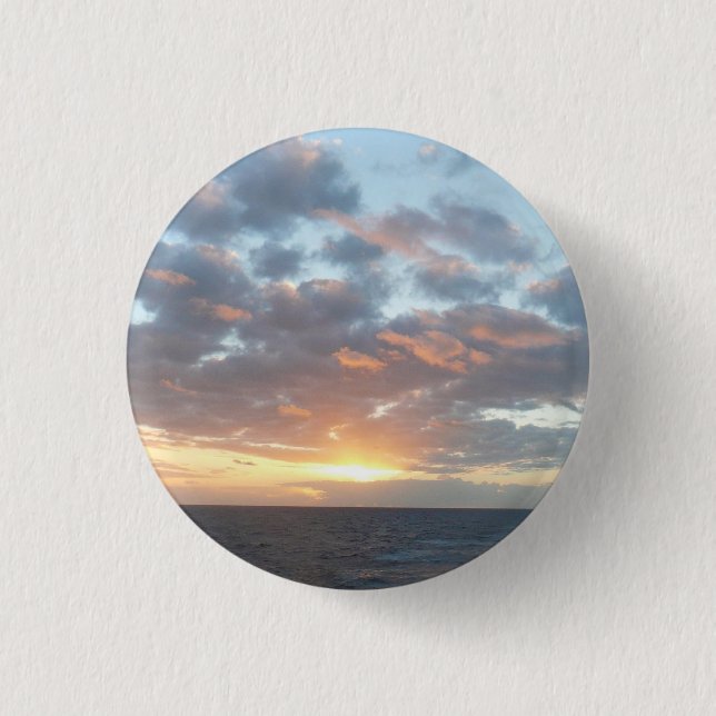 Sunrise at Sea I Pastel Seascape 1 Inch Round Button (Front)