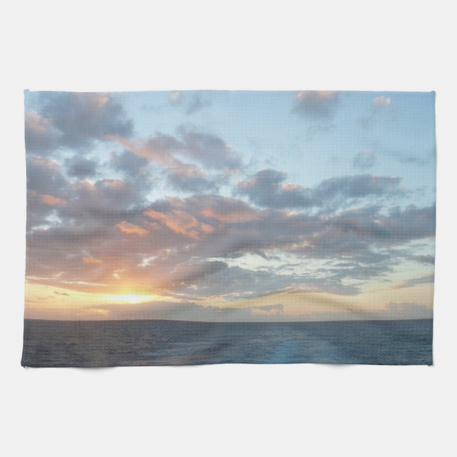 Sunrise at Sea I Pastel Seascape Kitchen Towel (Horizontal)