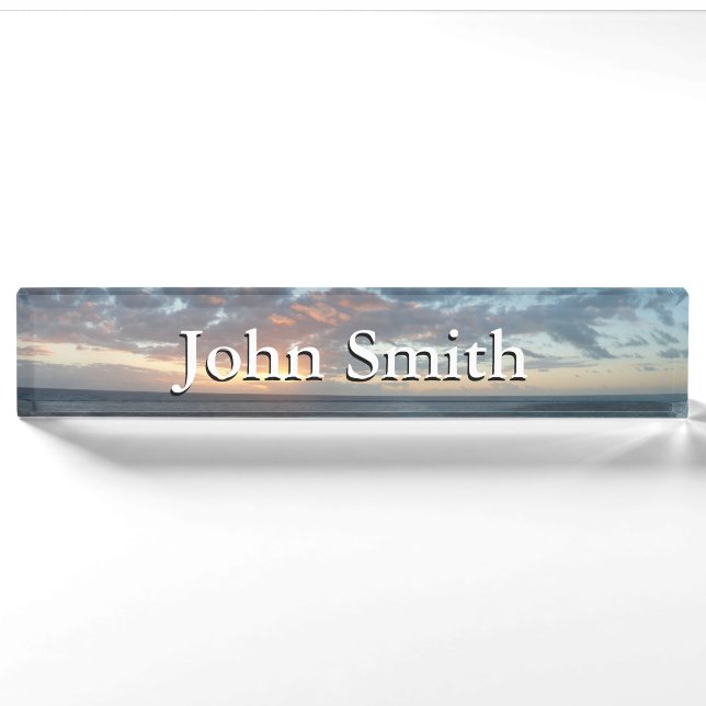 Sunrise at Sea I Pastel Seascape Nameplate (Front)