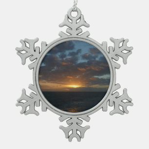 Sunrise at Sea II Ocean Seascape Snowflake Pewter Christmas Ornament