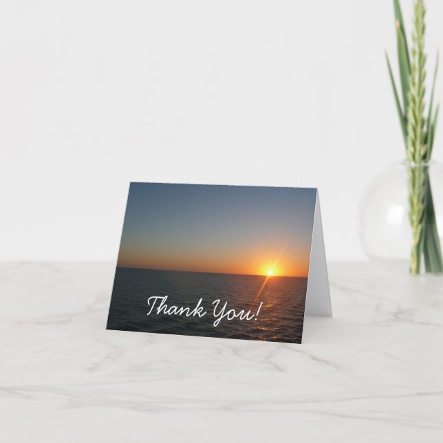 Sunrise at Sea III Ocean Horizon Seascape Thank You Card (Front)