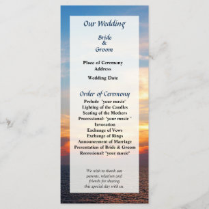 Sunrise at Sea Wedding Program