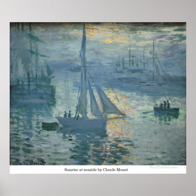 Sunrise at seaside by Claude Monet Poster (Front)