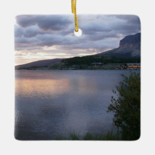 Sunrise at Swiftcurrent Lake I Ceramic Ornament