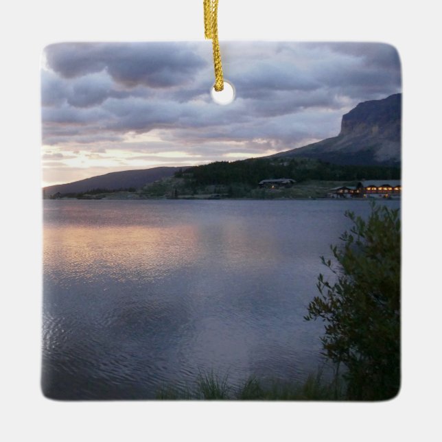 Sunrise at Swiftcurrent Lake I Ceramic Ornament (Front)