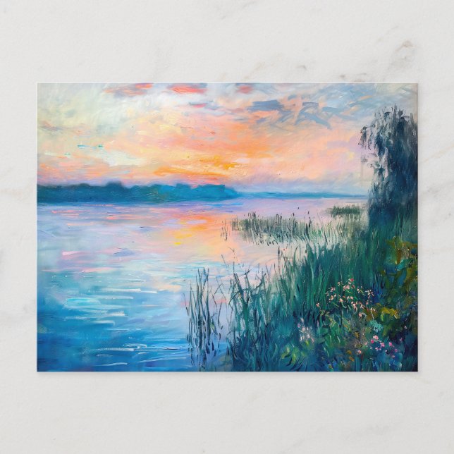Sunrise Autumn River Reflections Holiday Postcard (Front)