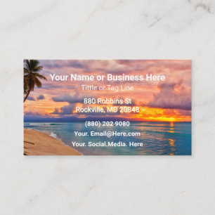 Sunrise Beach and Palm Trees Tropical Business Card