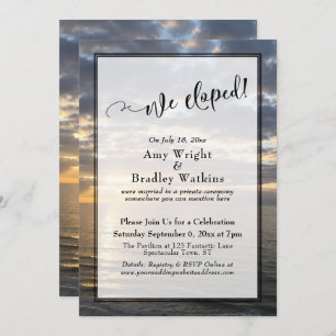 Sunrise Beach Photo We Eloped Script Celebration Invitation