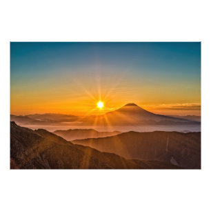 Sunrise between the hills photo print