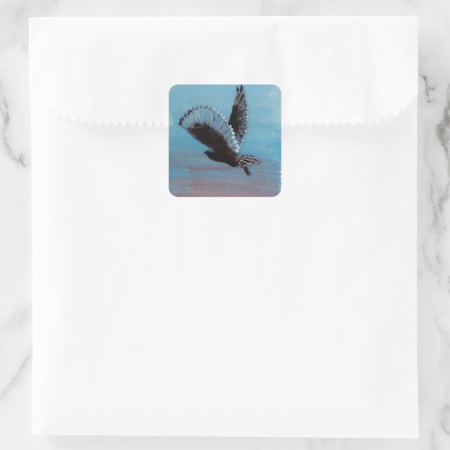 Sunrise Bird Art Tawny Owl Square Sticker (Bag)
