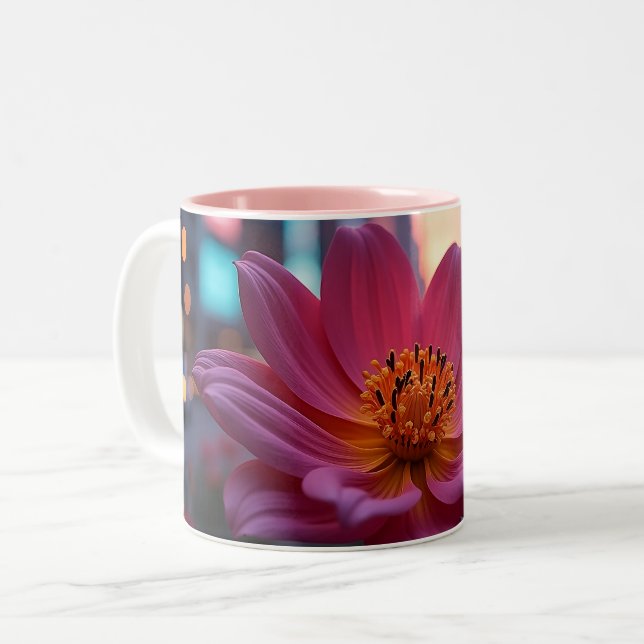 Sunrise Bloom Two-Tone Coffee Mug (Front Left)