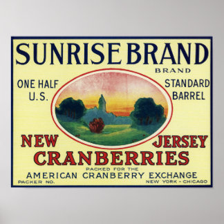 Sunrise Brand Cranberry Label Poster