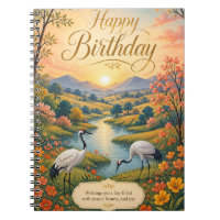 Sunrise Crane Meadow Birthday Serenity