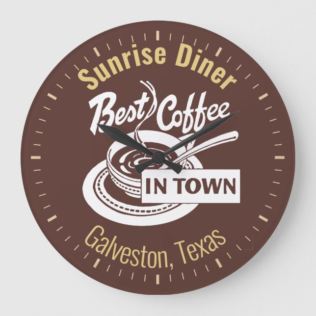 Sunrise Diner Restaurant with Name Large Clock (Front)