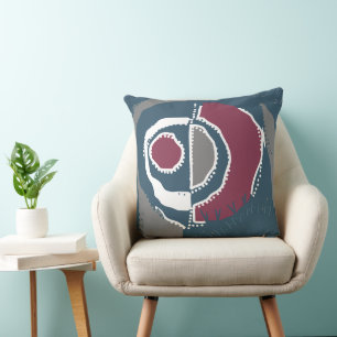 Sunrise Ethnic Circle - Grey Teal Navy Magenta Throw Pillow
