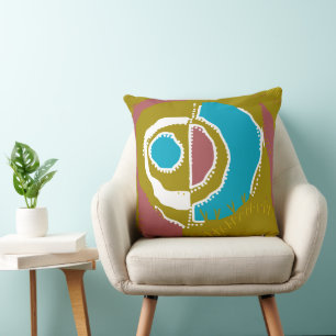 Sunrise Ethnic Circle - Maroon Olive Kingfisher Throw Pillow