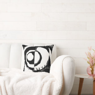 Sunrise Ethnic Circle - White Black Throw Pillow