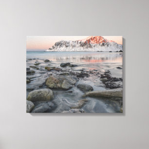 Sunrise Flakstad and Skagsanden Beach Canvas Print