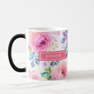 Sunrise Floral Boho Custom Name Design             Magic Mug