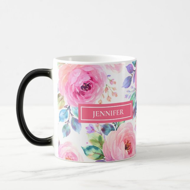 Sunrise Floral Boho Custom Name Design             Magic Mug (Left)