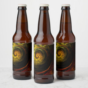 Sunrise Floral Red Abstract Art Beer Bottle Label