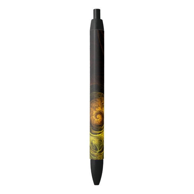 Sunrise Floral Red Abstract Art Black Ink Pen (Front Vertical)
