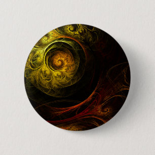 Sunrise Floral Red Abstract Art Button (round)