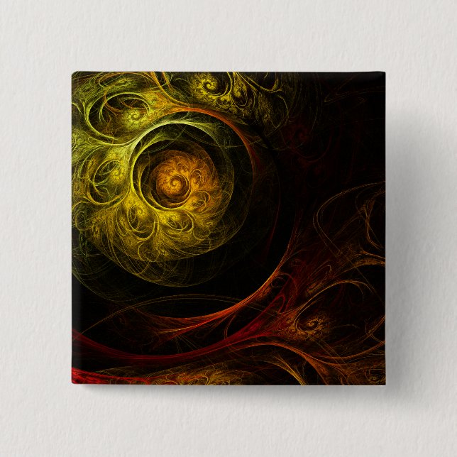 Sunrise Floral Red Abstract Art Button (square) (Front)