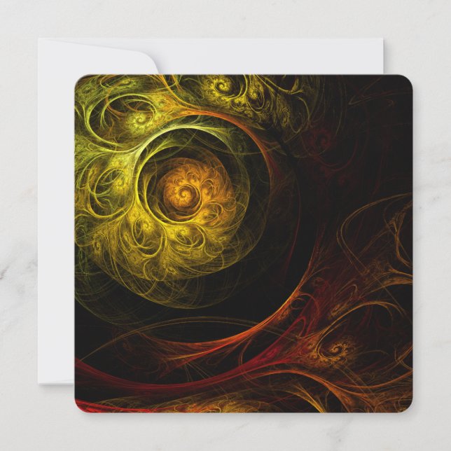 Sunrise Floral Red Abstract Art Invitation (Front)